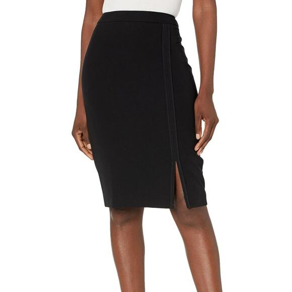 NWT Tommy Hilfiger Women Knee Length Side Slit Pencil Skirt Black Size 2 - Picture 1 of 8